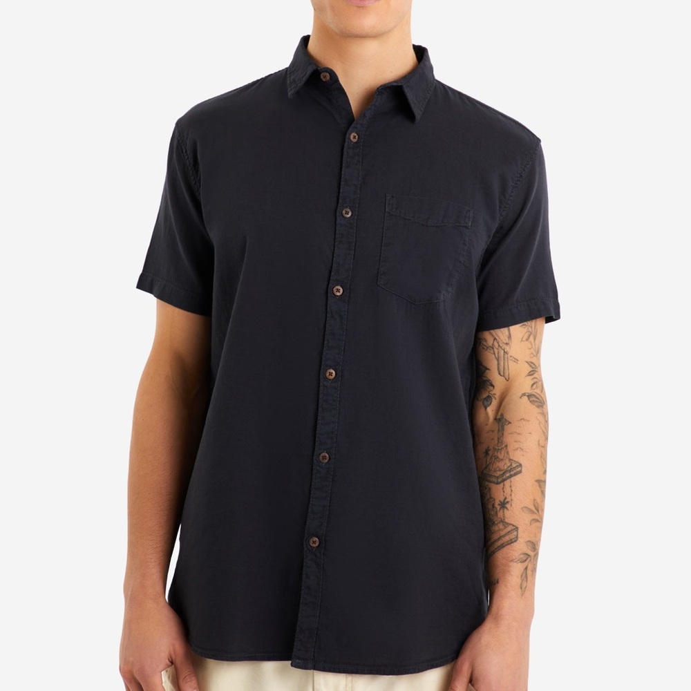 Relaxed Fit Short Sleeve Twill Work Shirt